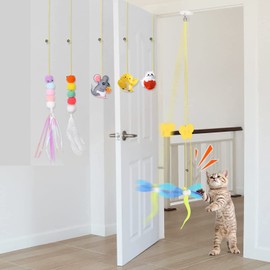 WADY 5Piezas Juguete de Gato Interactivo Instalar en la Puerta De Interior Juguetes para Gatos Juguetes para Interiores y Gatos Alta Resistencia Ventosa para Ejercitar Gatos y Gatitos Jugar