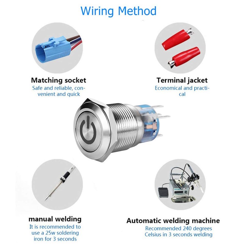 Quentacy 19mm 3/4" Latching Push Button Switch 12V 48V DC