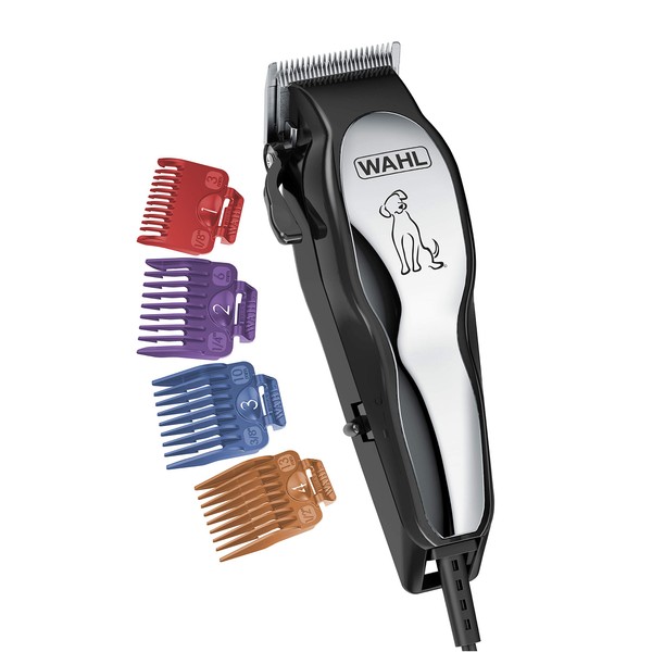 Wahl Clipper Pet-Pro Dog Grooming Kit - Quiet Heavy-Duty Electric Corded Dog Clipper for Dogs & Cats with Thick & Heavy Coats - Model 9281-210, Chrome/Gray