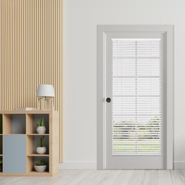 DEZ FURNISHINGS Cordless No Tool 1" Magnet Mini Blinds for Metal Doors, Room Darkening, 25" W x 72" H, Pearl White