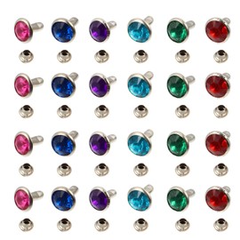 MILISTEN 120 Pcs 8MM Crystal Rivets - Mixed Colors Rhinestone Rivets - Studs Rapid Rivets Spots Studs for Leather Craft DIY Making