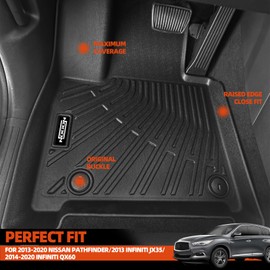 NQOQN Floor Mats Fit for 2013-2020 Nissan Pathfinder/2013 Infiniti JX35/2014-2020 Infiniti QX60 Trunk Mat with Backrest Mat 3rd Row Replacement for Nissan Pathfinder Accessories Anti-Slip Floor Mats