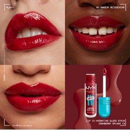 NYX Professional Makeup Moisturising Lip Gloss and Lip Stain, 2 in 1, Up to 12 Hours Care, Lip IV Hydrating Gloss Stain, Long-Lasting Lip Tint, Colour: Cranberry Splash