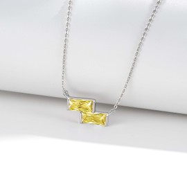 Nisgoin 925 Sterling Silver November Birthstone Necklace Double Birthstone Topaz Necklace Cubic Zircon Pendant Necklace Jewelry Christmas Birthday Gifts for Women Mom Wife Friends