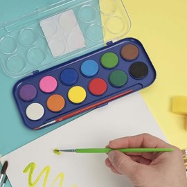 Barrilito Acuarelas con pincel y estuche plastico, 12 colores. AC12G