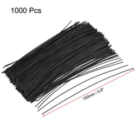 sourcing map Metallic Twist Ties 150mmx1mm Plastic Black Cable Cord Ties 1000pcs