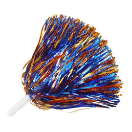 Lovecheer 24PCS Metallic Orange and Blue Pom Poms Cheerleading with Handle Cheer for Hockey Basketball Team Spirits Sporting Events Dance Party