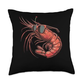 Cherry Shrimp With Sunglasses Throw Pillow