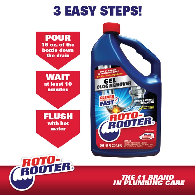 Roto-Rooter 351403 Gel Clog Remover Drain Cleaner, 32 oz