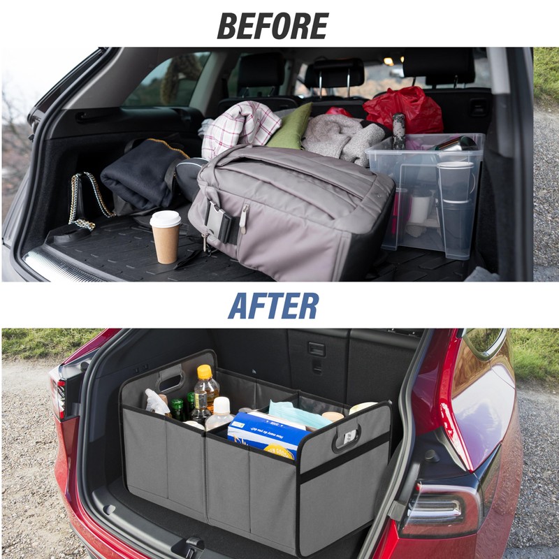 Simple Deluxe Car Trunk Organizer for SUV, Collapsible 2 Compartment