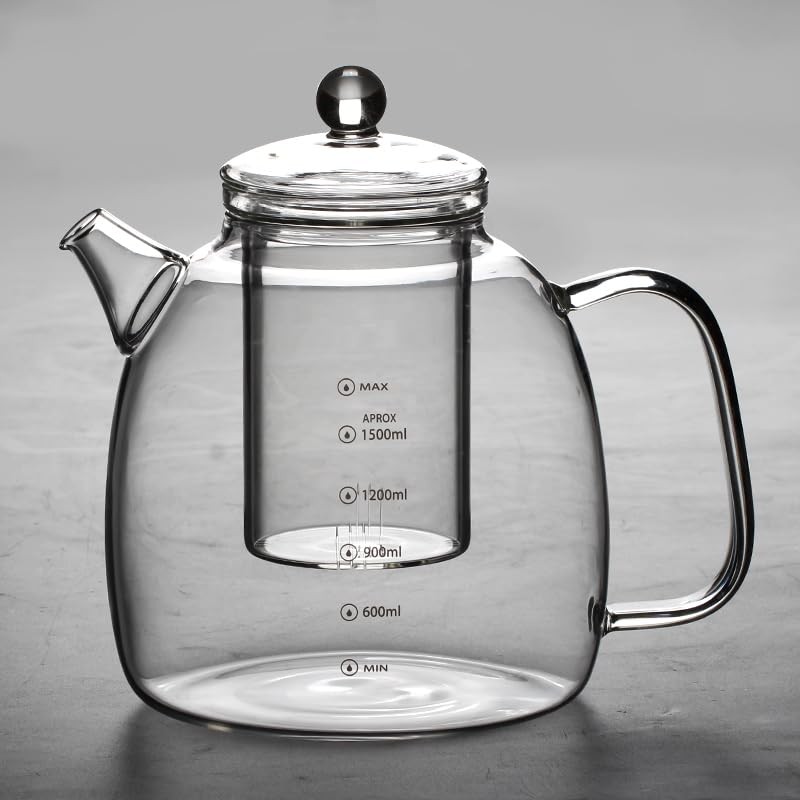 high borosilicate glass kettle with scale markings, a 2000ml water