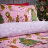 furn. Purrfect Christmas Single Duvet Cover Set, Cotton, Polyester, Pink/Lilac