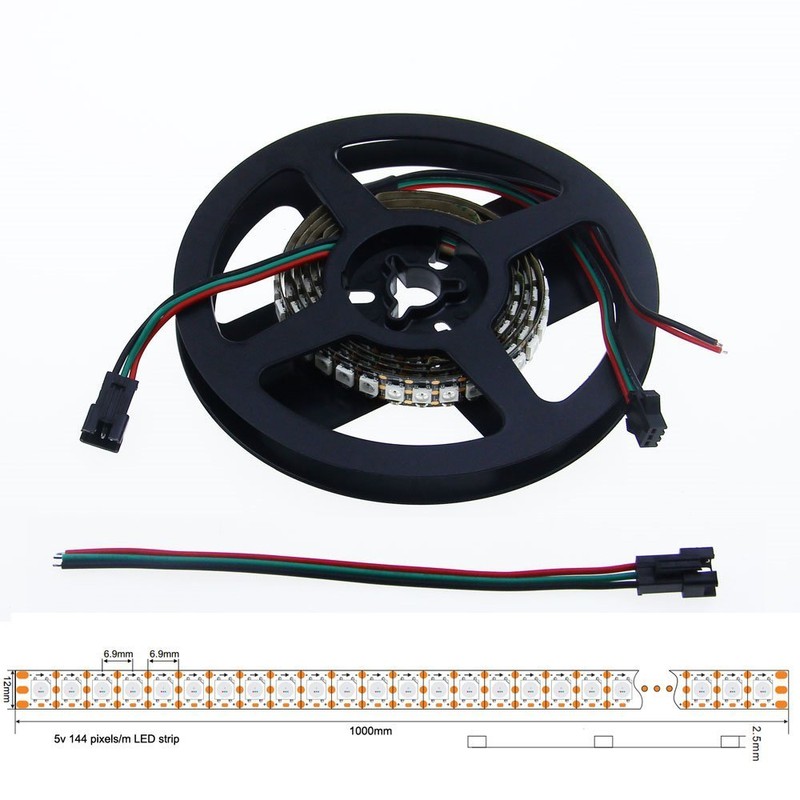 ALITOVE WS2812B Addressable LED Tape Light, 5050RGB SMD1m 144LED Pixels
