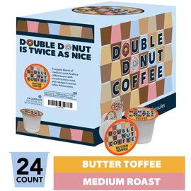 Double Donut Flavored Coffee Pods,Butter Toffee Coffee, Single Serve Medium Roast Coffee for Keurig K Cups Brewers, 24 Count
