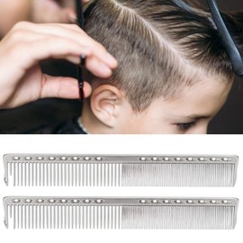 Set of 2 Hair Cutting Combs Professional Stainless Steel Hairdressing Salon Comb Styling Tool for Hairdressers and Hair Cutting (Silver)