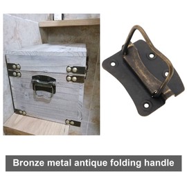 YINETTECH 4Pcs Antique Folding Handles Metal Foldable Handles Vintage Style Lifting Handle Furnitures Accessories for Cabinet Cupboard 54x40mm
