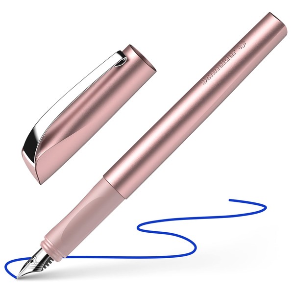 Schneider Ceod Shiny Fountain Pen (Right- and Left-Handed, M Nib, incl. Ink cartridge royal blue) powder pink