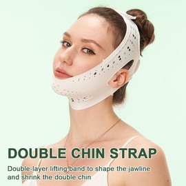 NJCXOLA V Line Lifting Mask, Reusable Double Chin Reducer, Double Chin Remover, Face Lifting Bandage, for Saggy Face Skin, White