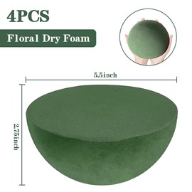 Flower Foam 4 Pack Green Floral Foam 5.5inch x 2.75inch Round Plant Foam Floral Dry Foam Half Ball Oasis Large Flower Foam Craft Styrofoam for Flower Arrangements for Artificial Plant Bouquet DIY