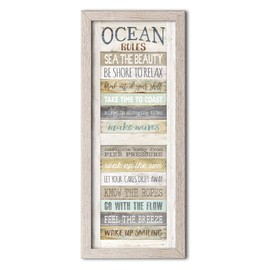 Gango Home Decor Coastal Ocean Rules by Marla Rae (Ready to Hang); One 6x18in Distressed Framed Print