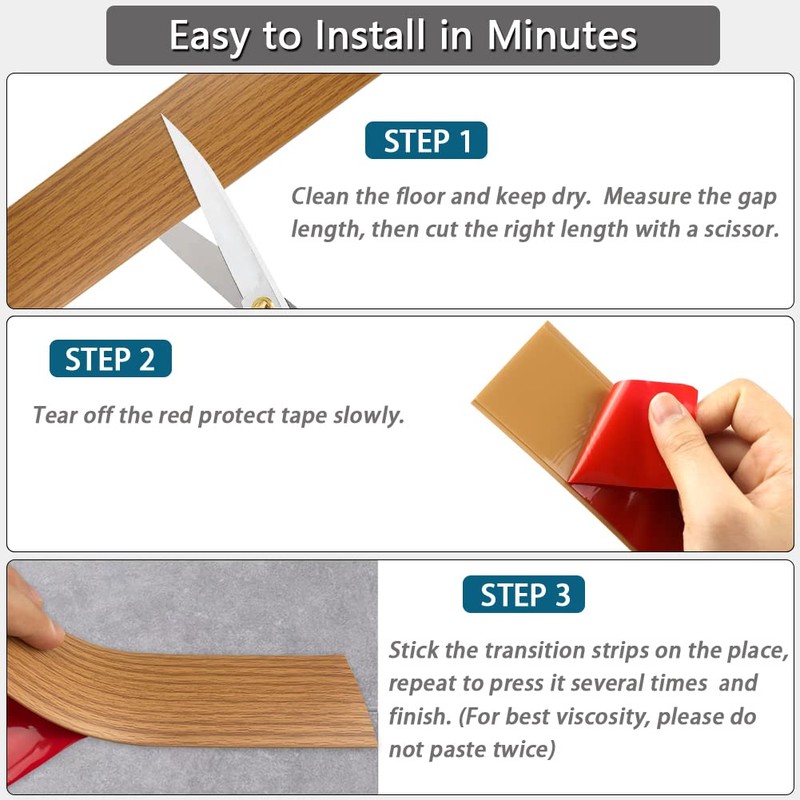 Floor Transition Strip 2" Self Adhesive Flat Vinyl Flooring Transitions