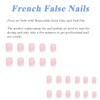 HaoTrade 24pcs Almond False Nails French Tip, Nude Pink Short