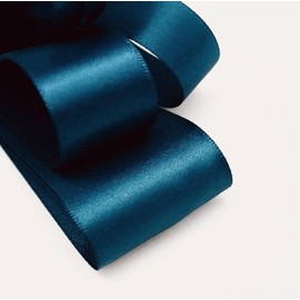Satin Ribbon, Double Sided/Double Faced. 20 Metres of Quality Satin Ribbon - Sizes 25mm (1") 38mm (1.5") or 50mm (2") (Petrol Blue/Teal, 50mm)