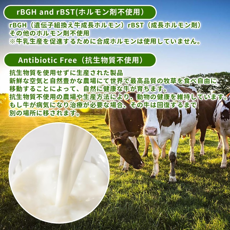 NICHIGA(ニチガ) GRASS FED WPI instant ホエイプロテイン 500ｇ〔rBGH and rBST牛成長ホルモン不使用〕GMO-Free グラスフェッド