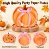 60Pcs Pink Bow Pumpkin Paper Plates Pumpkin Autumn Thanksgiving Party
