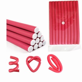 10 Pcs Heatless Hair Curler Flexible Curling Rods,Heatless Curls Rods Soft Twist Foam Hair Rollers for DIY Hair Styling Hair Salon Short, Medium and Long Hair(Red 0.55 * 9.5 inch)