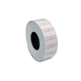 10 Rollos Etiqueta 21x12 mm para Etiquetadora de Precios Manual 5500 Paquete con 10 Rollos de 1000 Etiquetas (Blanco con lineas rojas)