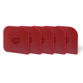 TMEDW Pan Scraper, 5 Pcs Pot Scraper, Pan Scraper Plastic, Multifunctional Scraper Tool for Kitchen, Non-Slip, Food Safe, High Heat Resistant-Red
