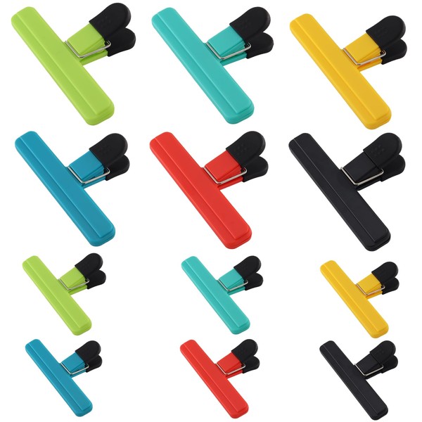 TOKSEO Pack of 12 Sealing Clips, 2 Size Colour Clips