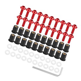 INFINAUTO 20pcs M5 Motorcycle Windscreen Screw Fairing Windscreen Bolt Red Durable Material Stylish Design