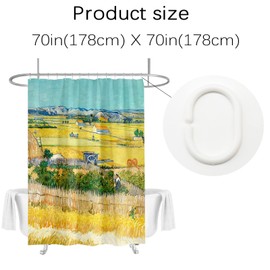 Berkin Arts Bathroom Shower Curtain Set 70x70 Inch Waterproof Polyester with Hooks Post-Impressionism Pastoral Scenery (The Harvest by Vincent van Gogh)