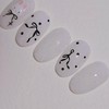 Mono Rabbit Handmade Nail Tips Knit Gel Ribbon Dot Nails