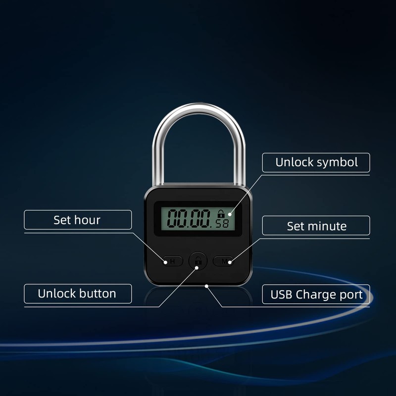 KENRONE Combination Lock,Metal Timer Lock,USB Rechargeable Time Timer Padlock with