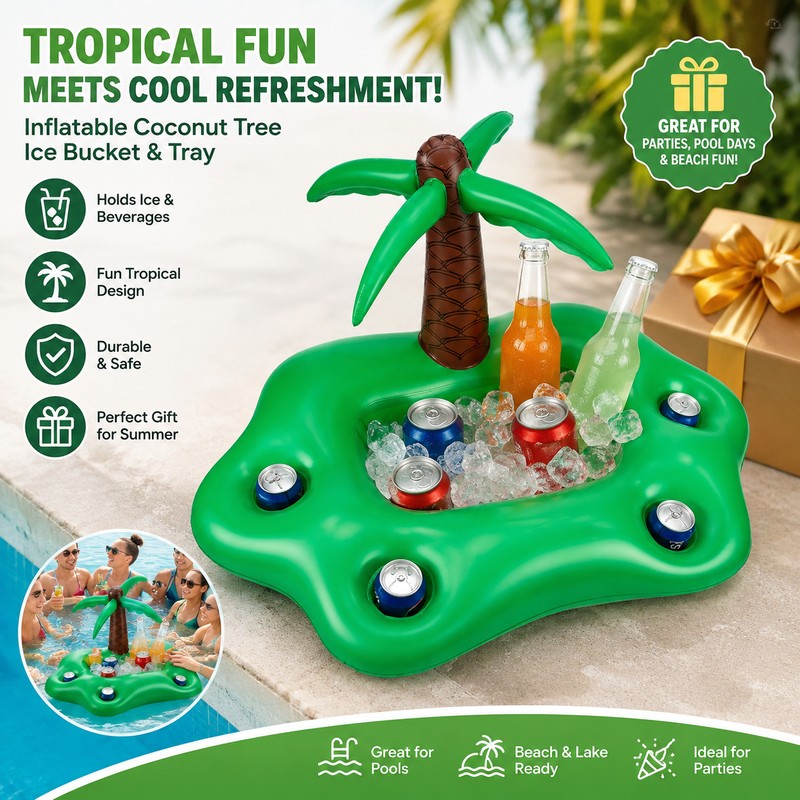 Inflatable Pool Drink Holder for Summer Parties – Rainbow Ice