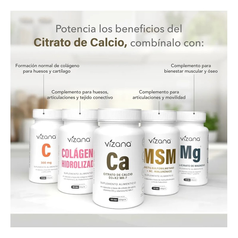 Citrato De Calcio De 150 Caps-530 Mg Vizana Nutrition