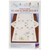 Jack Dempsey Stamped Dresser Scarf and Doilies Perle Edge, Fluttering