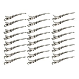 SHUNMAN Duck Clips, 24 Packs 3.5 Inches Rustproof Metal Alligator Curl Clips With Holes for Styling, Coloring, Silver