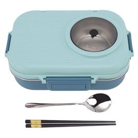 Fiambrera Térmica a Prueba de Fugas Fiambrera de Viaje y para Llevar Contenedores de Alimentos con Forro de 3 Compartimentos para Ensaladas de Alimentos Frutas y Verduras (Azul)