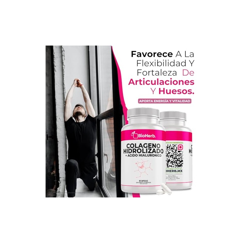 BioHerb® | Colágeno Hidrolizado y Ácido Hialurónico con 90 Cápsulas