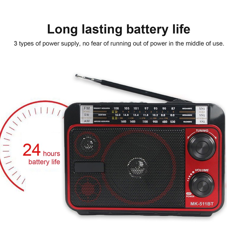 Portable Shortwave Radio FM AM SW Bluetooth 5.0 Multifunction Multi