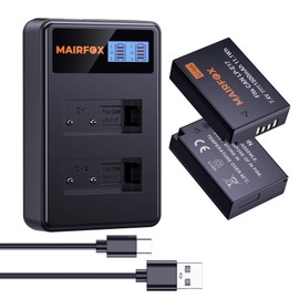 MAIRFOX LP-E17 Battery Charger Kit for Canon EOS R8/R10/R50/R100/RP, Rebel T6i/T6s/T7i/T8i, SL2/SL3, M3/M6/M6 Mark II, 77D Cameras (1500mAh, 2 Packs)