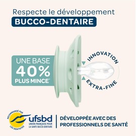 BIOLANE - Anatomically shaped teat - Extra thin pacifier - 6-18 months - Yellow and beige - Flat and reversible nipple - Optimal comfort - Respect for mouth development - Renewable