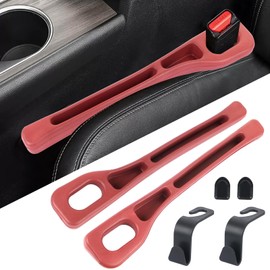 LALASTYLE 2PCS Car Seat Gap Filler Organiser, Universal Fit Car Side Seat Gap Filler for Storing Automotive Parts Such As Keys, Mobile phones and Wallets (Red)