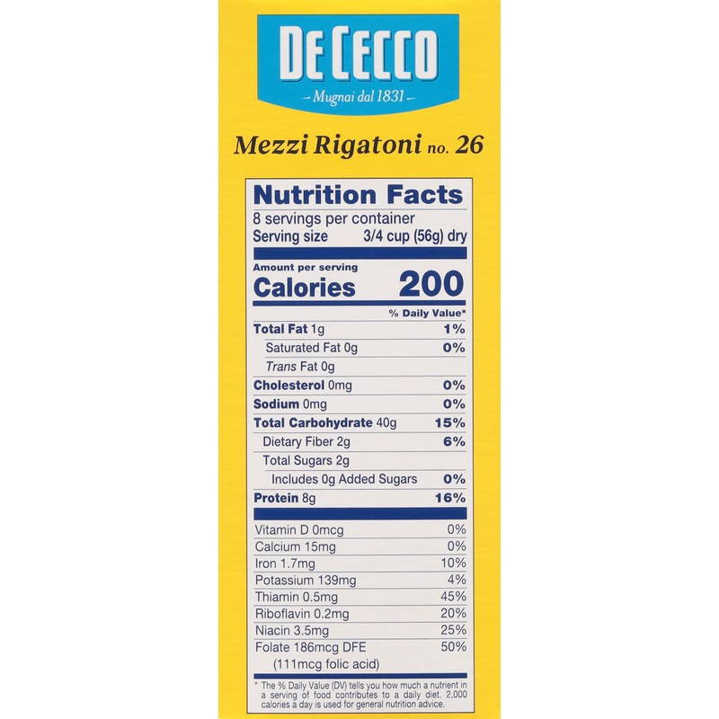 De Cecco Semonlina Pasta, Mezzi Rigatoni No.26, 1 Pound (Pack