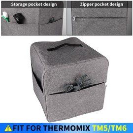 KochSync Staubschutzabdeckung für Thermomix TM5/TM6 – Graue Abdeckhaube mit 4 Taschen, Wasserdicht & Antibakteriell, Küchenmaschine Staubschutz Abdeckhaube - Staubhaube (Polyester-Oxford)