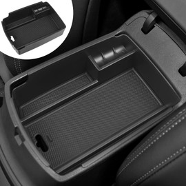 YOJOJOCO Center Console Organizer Compatible with Kia Sportage & KX5 2022 2021 2020 2019 2018 2017 Accessories Black ABS Plastic Material Armrest Secondary Storage Box